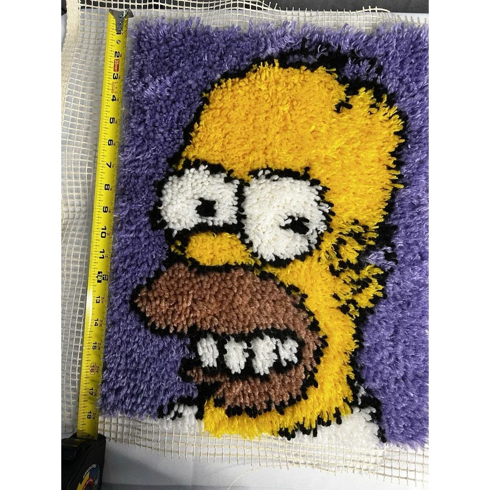 Bart Simpson Latch Hook Rug Wall Hangings Lot of 2 Handmade Football‎ Simpsons